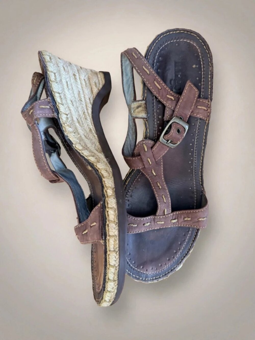 Indigo by Clarks Dark Brown Leather Wedge Sandals Size 8 NEW
